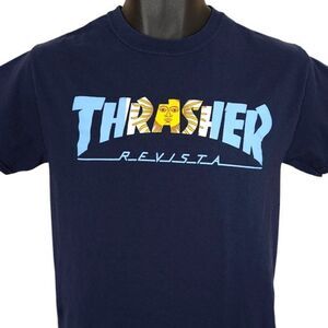 Thrasher Magazine T Shirt Mens Size Small Blue Revista Skater Skateboarding